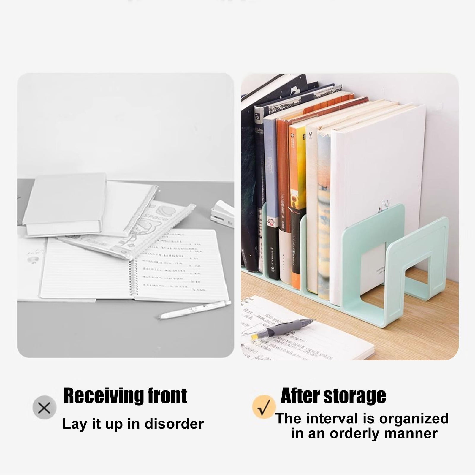 Acrylic Desk File Sorter, 4 Compartments Desktop File Organizer, Closet Organizer, Bookshelf Divider for Home Office Table Green - Image 6