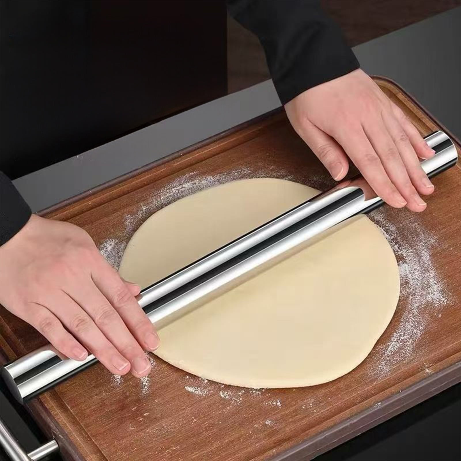 Rolling Pin, Baking Dough Roller, Rolling Pin, Stainless Steel Rolling Pin, Dough Rollers, for Baking Kitchen Utensils, for Dumpling, Tortilla, Pizza, Pie, Bread, Pastry Silver,L - Image 5