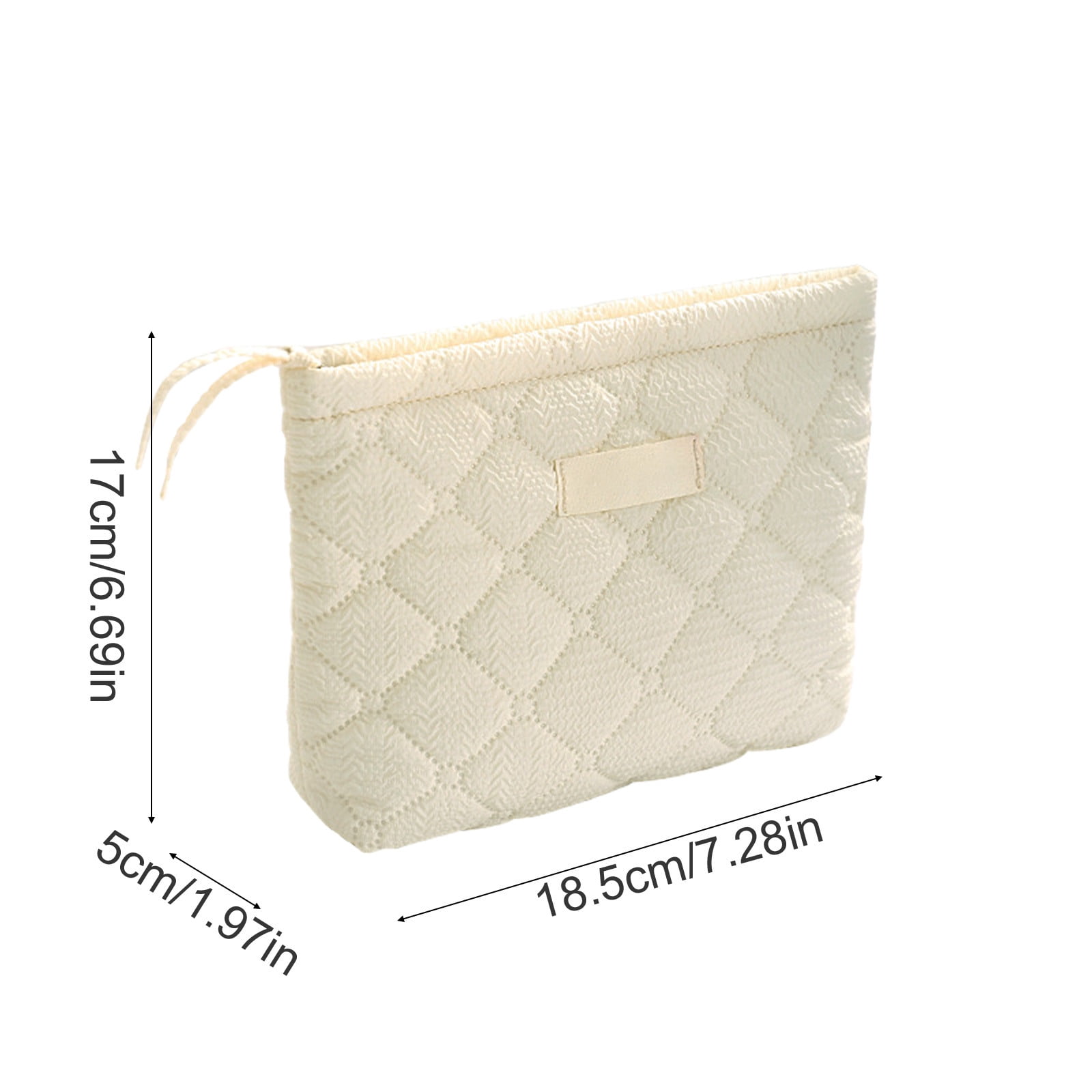Floral Makeup Bag, Quilted Makeup Bag, Zipper Pouch, Purse Travel Make Up Organizer for Women Cosmetic, Portable Cosmetic Bag, Large Capacity Pencil Case, for Travel, Camping Beige - Image 3