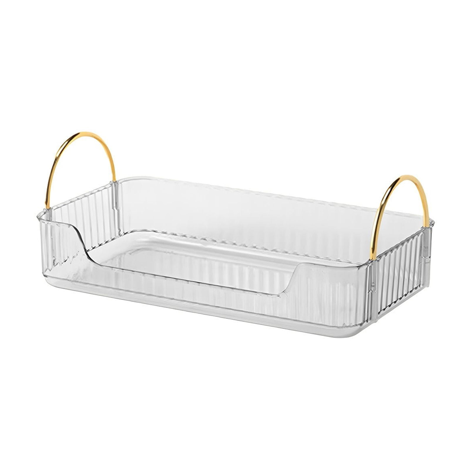 Bathroom Organizer Countertop, Vanity Tray for Skincare Makeup, Counter Organizer, Transparent Ribbon Handle Storage Rack, for Cosmetics, Toiletries, Lotions, Perfumes Clear - Image 2
