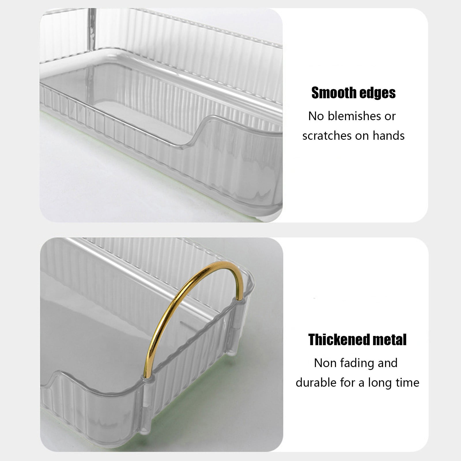 Bathroom Organizer Countertop, Vanity Tray for Skincare Makeup, Counter Organizer, Transparent Ribbon Handle Storage Rack, for Cosmetics, Toiletries, Lotions, Perfumes Clear - Image 5