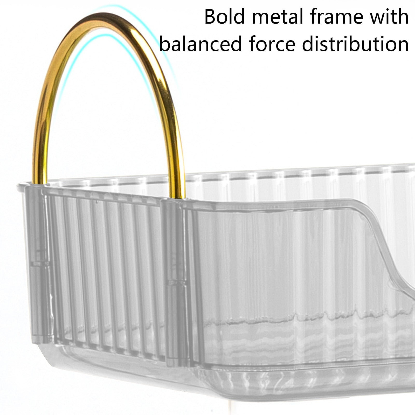 Bathroom Organizer Countertop, Vanity Tray for Skincare Makeup, Counter Organizer, Transparent Ribbon Handle Storage Rack, for Cosmetics, Toiletries, Lotions, Perfumes Clear - Image 6