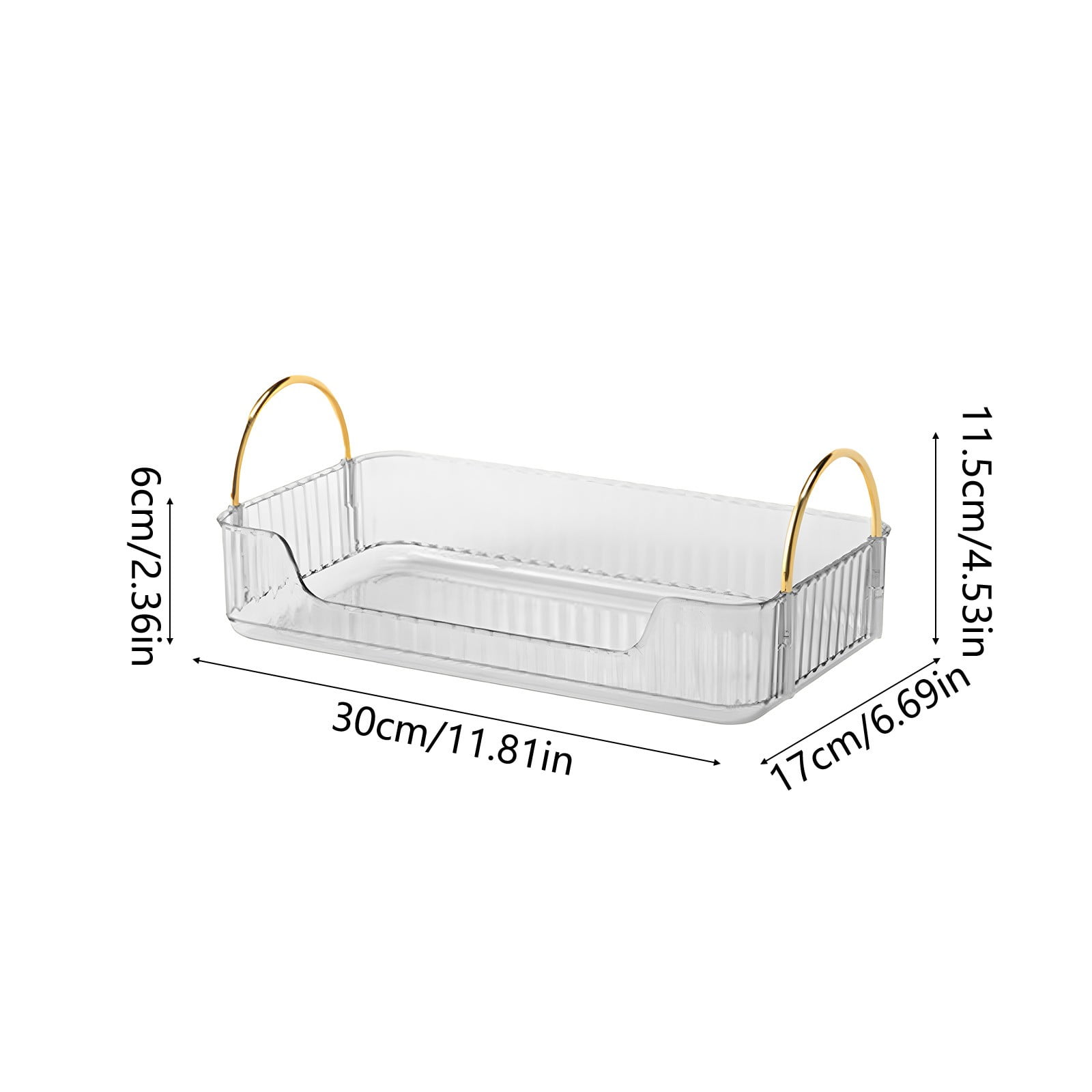 Bathroom Organizer Countertop, Vanity Tray for Skincare Makeup, Counter Organizer, Transparent Ribbon Handle Storage Rack, for Cosmetics, Toiletries, Lotions, Perfumes Green - Image 3