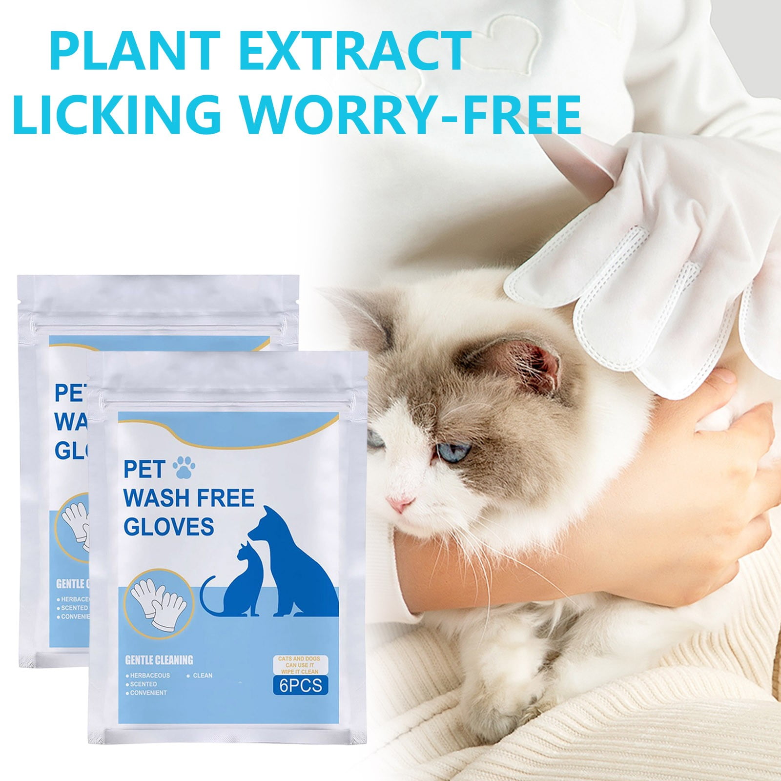 Pet Cleaning Glove Wipes for Dogs and Cats 12 Pcs, Dog Wipes, Cat Wipes, Pet Wipes Disposable Cleaning Massage Gloves, Pet Grooming Pet Washing, Easy Bath White - Image 5