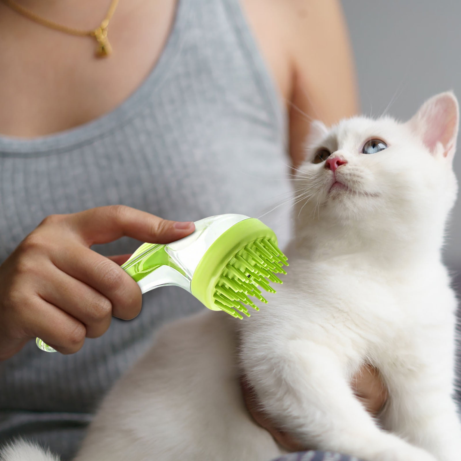 Dog Bath Brush, Cat Grooming Scrubber with Soap Dispenser, Gentle Massage Cleaning Tool, for Puppies Kittens Pets, Home Bathing, Swimming Pool, Beach, Travel and Professional Groomers Green,Coarse Brush - Image 5