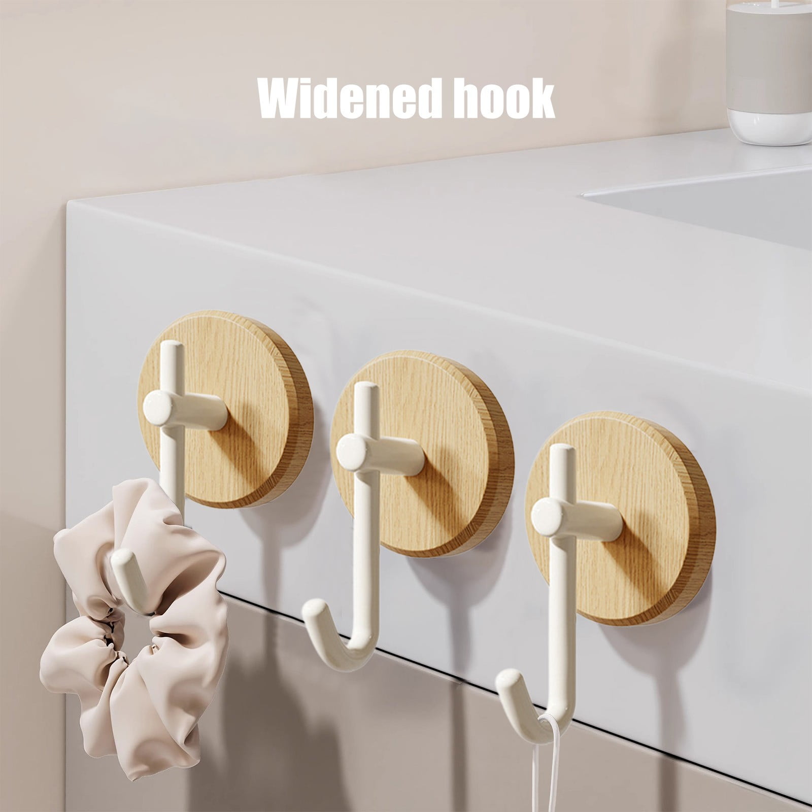Wreath Hanger for Front Door, No Drilling Walnut Hook, Stick on Wall Hook, Self-Adhesive Household Hook for Towels, Keys, Hats, Coats, Bags 1PCS Black - Image 5