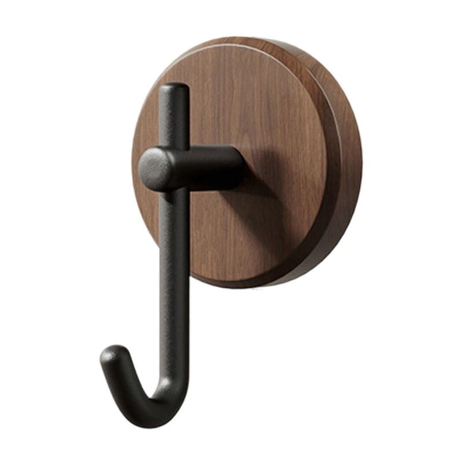 Wreath Hanger for Front Door, No Drilling Walnut Hook, Stick on Wall Hook, Self-Adhesive Household Hook for Towels, Keys, Hats, Coats, Bags 2PCS Black - Image 2
