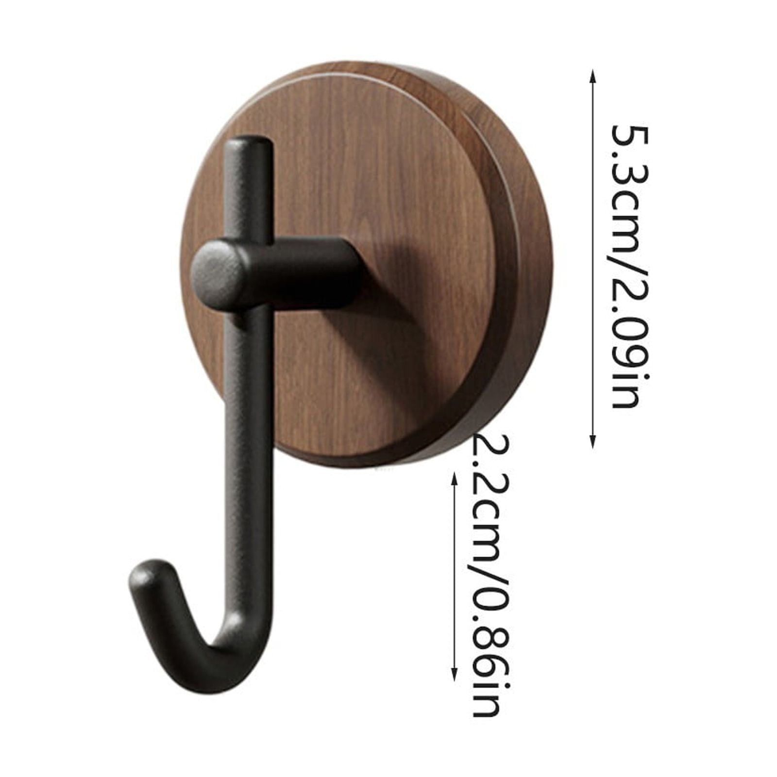 Wreath Hanger for Front Door, No Drilling Walnut Hook, Stick on Wall Hook, Self-Adhesive Household Hook for Towels, Keys, Hats, Coats, Bags 2PCS Black - Image 3