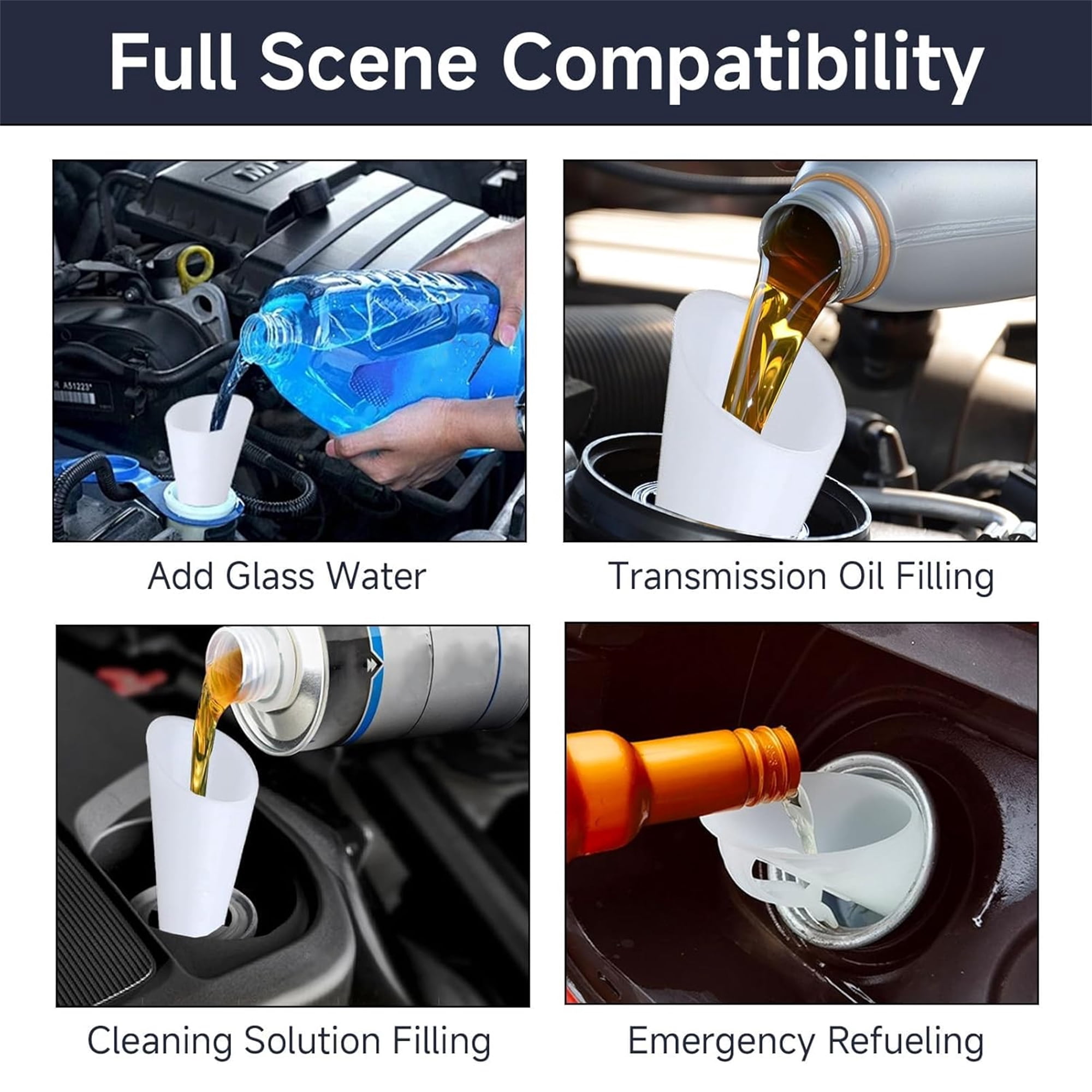 Set of 3 Fuel Filler Portable Spill Free Plastic Funnels for Automotive Use 1.57x0.79x6.69In Durable Filler Accessories for Indoor and Outdoor - Image 7