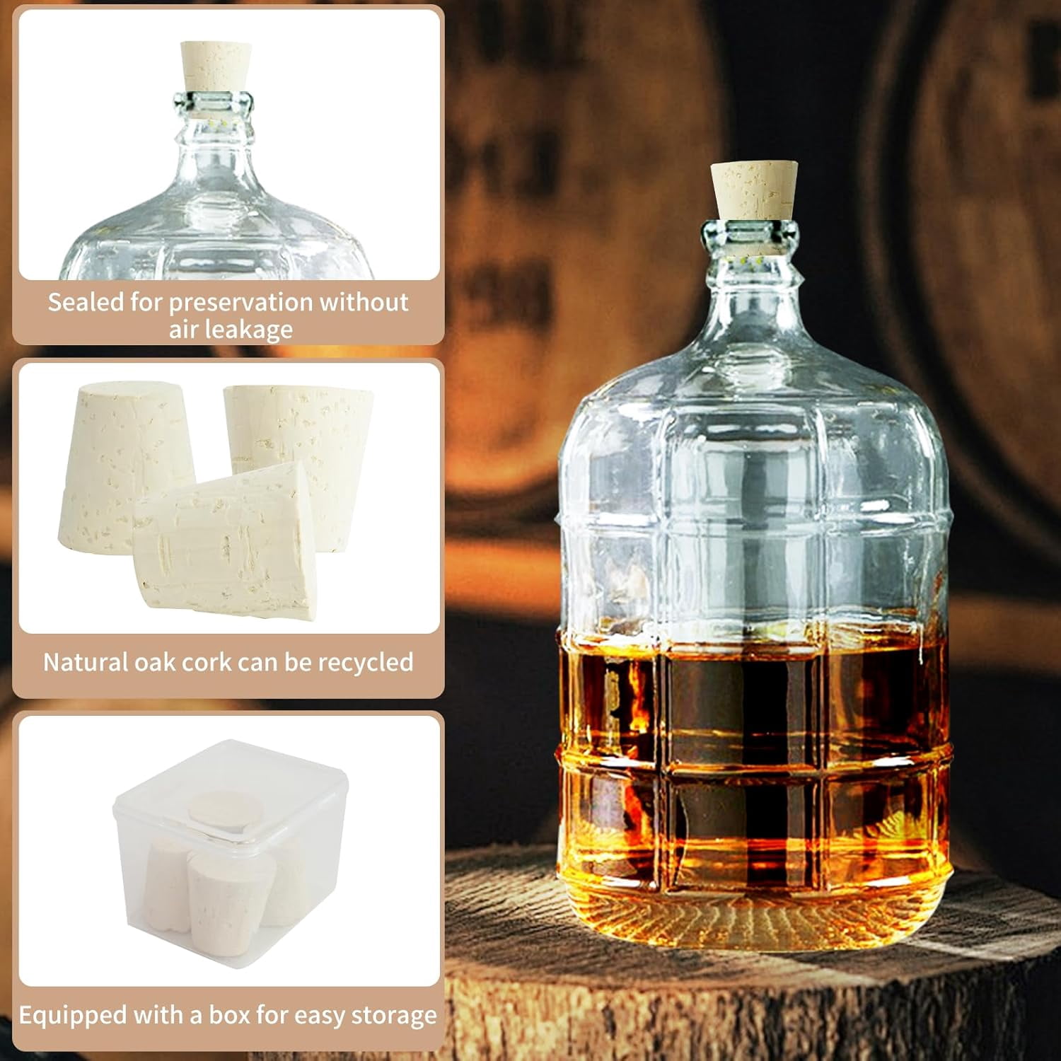 Tutuviw 2 Pcs Carboy Cork Stopper Glass Carboy Cap for 1, 3, 5, 6 Gallon Glass Water Jug 1 x 1.5 x 1.6 Inches Soft Cork Plug Wood Tapered Fermentation Cap Cork Stoppers - Image 3