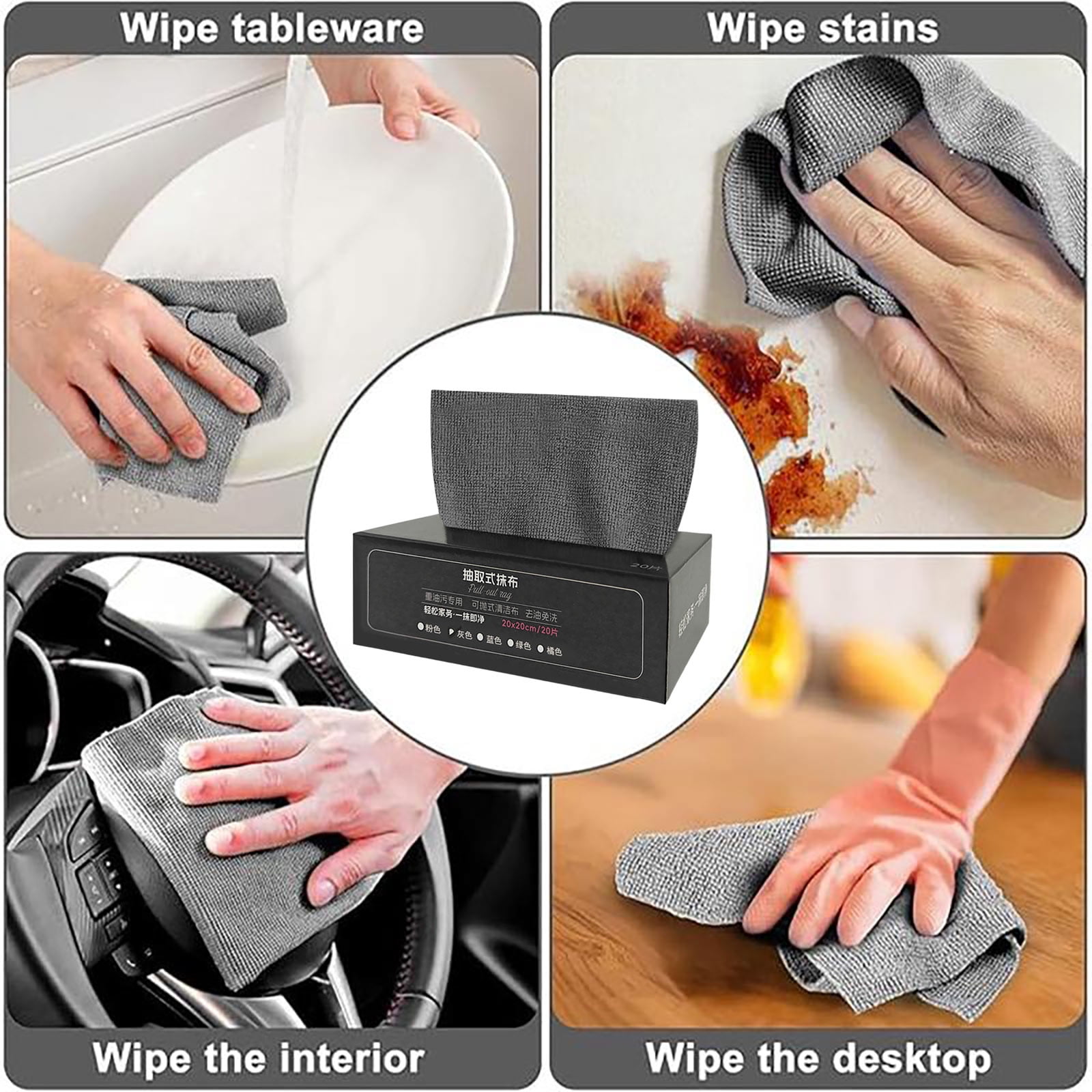 Kitchen Wash Cloths for Dishes, Multi-use Cleaning Cloths Towels, Disposable Towel Cloth, Kitchen Specific Dishwashing Cloth, Disposable Cleaning Cloths Quick Dry, 7.87x7.87inch, a Pack of 20Pc C - Image 3