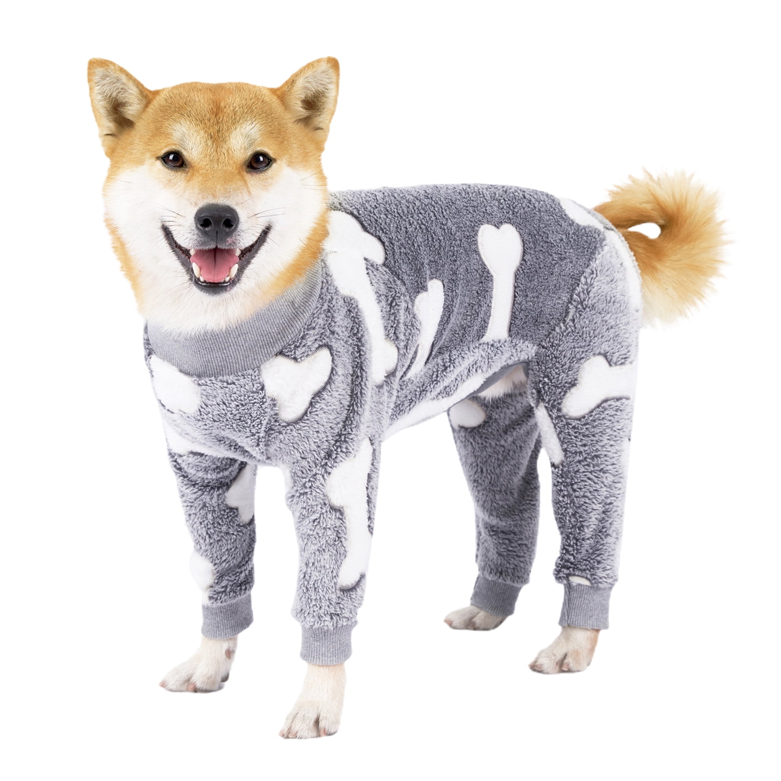 Bobasndm Turtleneck Dog Clothes Pajamas,Autumn Winter Dog Jumpsuit Coat,Winter Soft Warm Flannel Pajamas Jumpsuit for Medium Large Dog 2XL Grey - Image 2