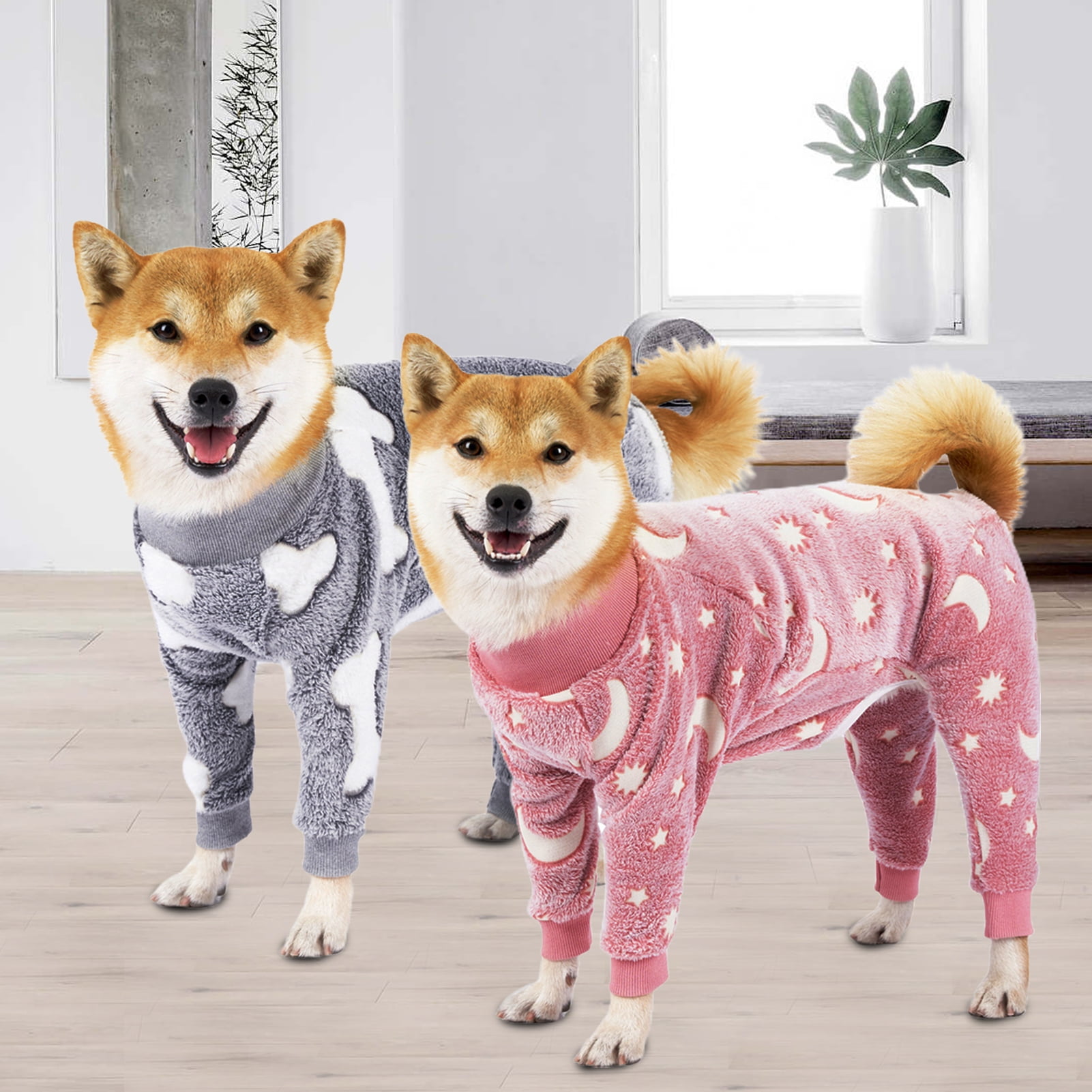 Bobasndm Turtleneck Dog Clothes Pajamas,Autumn Winter Dog Jumpsuit Coat,Winter Soft Warm Flannel Pajamas Jumpsuit for Medium Large Dog 2XL Grey - Image 5