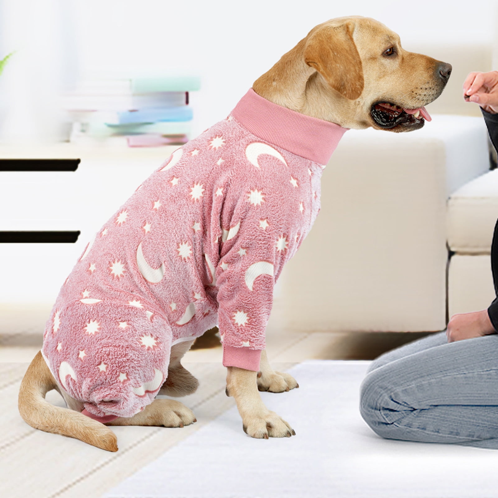 Bobasndm Turtleneck Dog Clothes Pajamas,Autumn Winter Dog Jumpsuit Coat,Winter Soft Warm Flannel Pajamas Jumpsuit for Medium Large Dog M Pink - Image 4