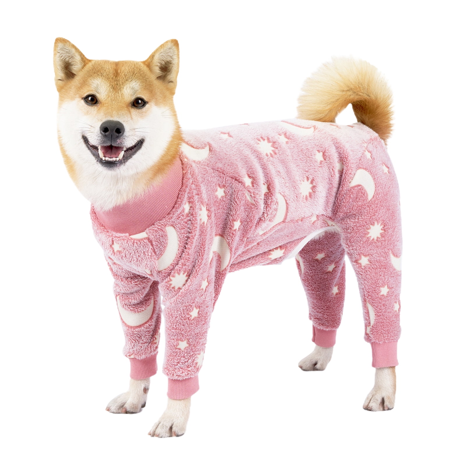 Bobasndm Turtleneck Dog Clothes Pajamas,Autumn Winter Dog Jumpsuit Coat,Winter Soft Warm Flannel Pajamas Jumpsuit for Medium Large Dog XL Pink - Image 2