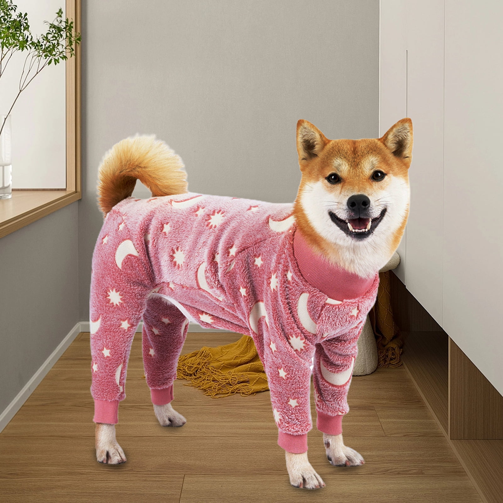 Bobasndm Turtleneck Dog Clothes Pajamas,Autumn Winter Dog Jumpsuit Coat,Winter Soft Warm Flannel Pajamas Jumpsuit for Medium Large Dog 3XL Pink - Image 3