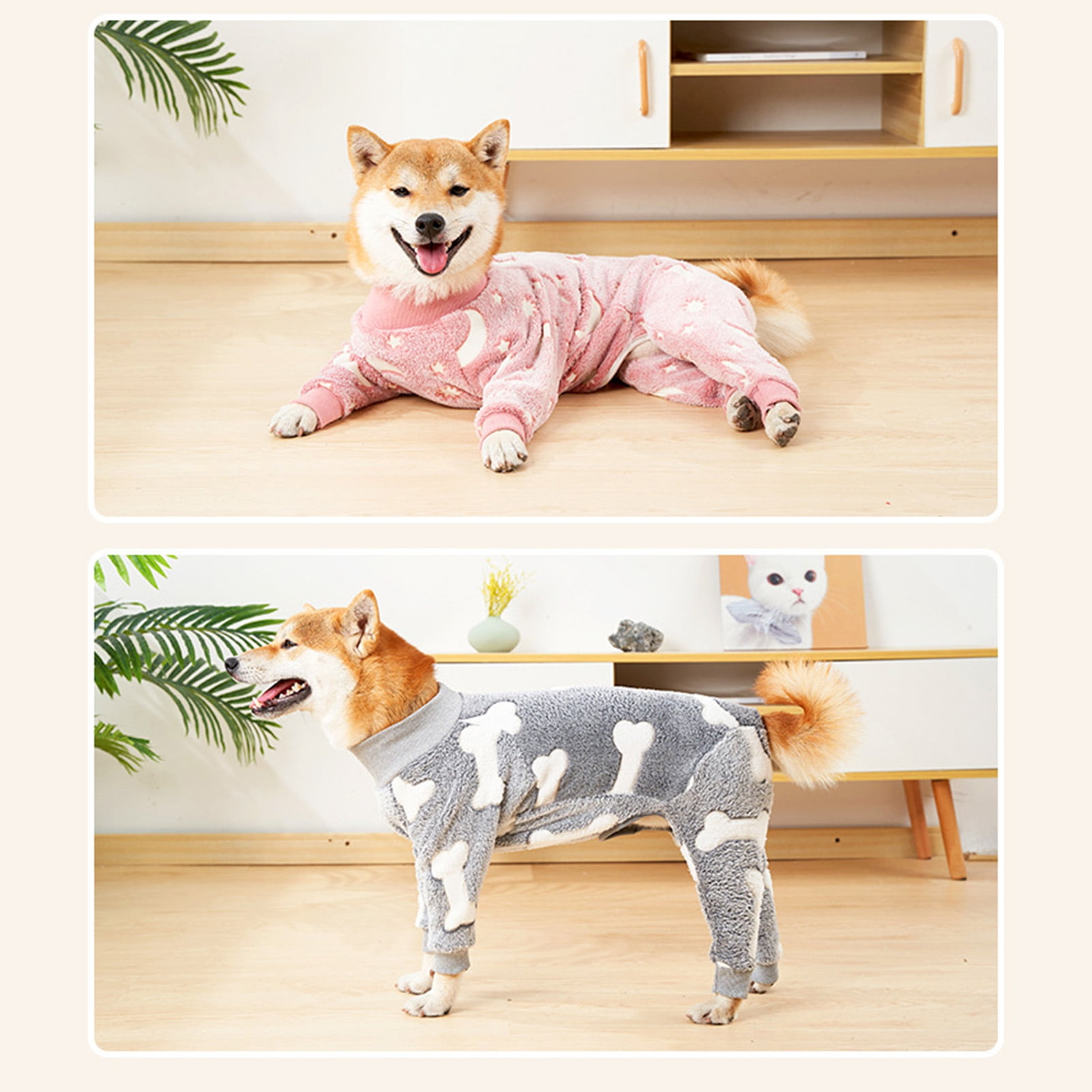 Bobasndm Turtleneck Dog Clothes Pajamas,Autumn Winter Dog Jumpsuit Coat,Winter Soft Warm Flannel Pajamas Jumpsuit for Medium Large Dog 3XL Pink - Image 6