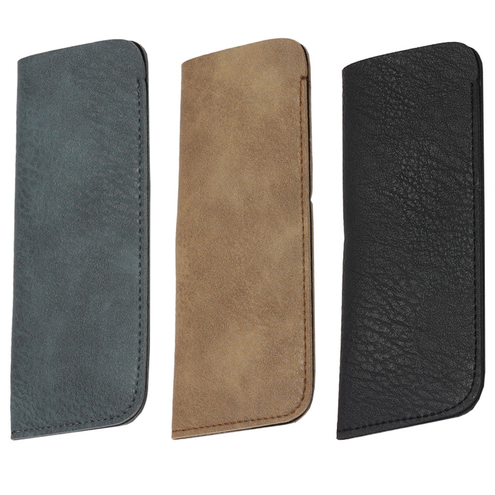 3 Pack Reading Glasses Pouch, Soft Eyeglasses Bag Portable Cloth Eyewear Case, Blue+black+brown, 15.3 * 7cm - Image 1