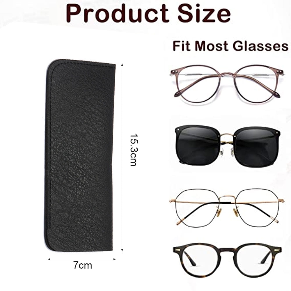 3 Pack Reading Glasses Pouch, Soft Eyeglasses Bag Portable Cloth Eyewear Case, Blue+black+brown, 15.3 * 7cm - Image 2
