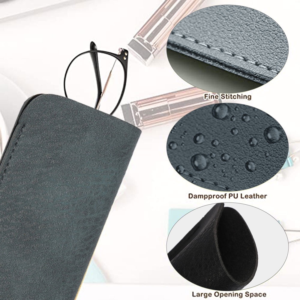3 Pack Reading Glasses Pouch, Soft Eyeglasses Bag Portable Cloth Eyewear Case, Blue+black+brown, 15.3 * 7cm - Image 4