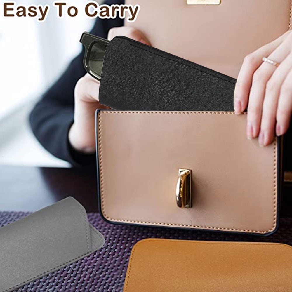 3 Pack Reading Glasses Pouch, Soft Eyeglasses Bag Portable Cloth Eyewear Case, Blue+black+brown, 15.3 * 7cm - Image 5