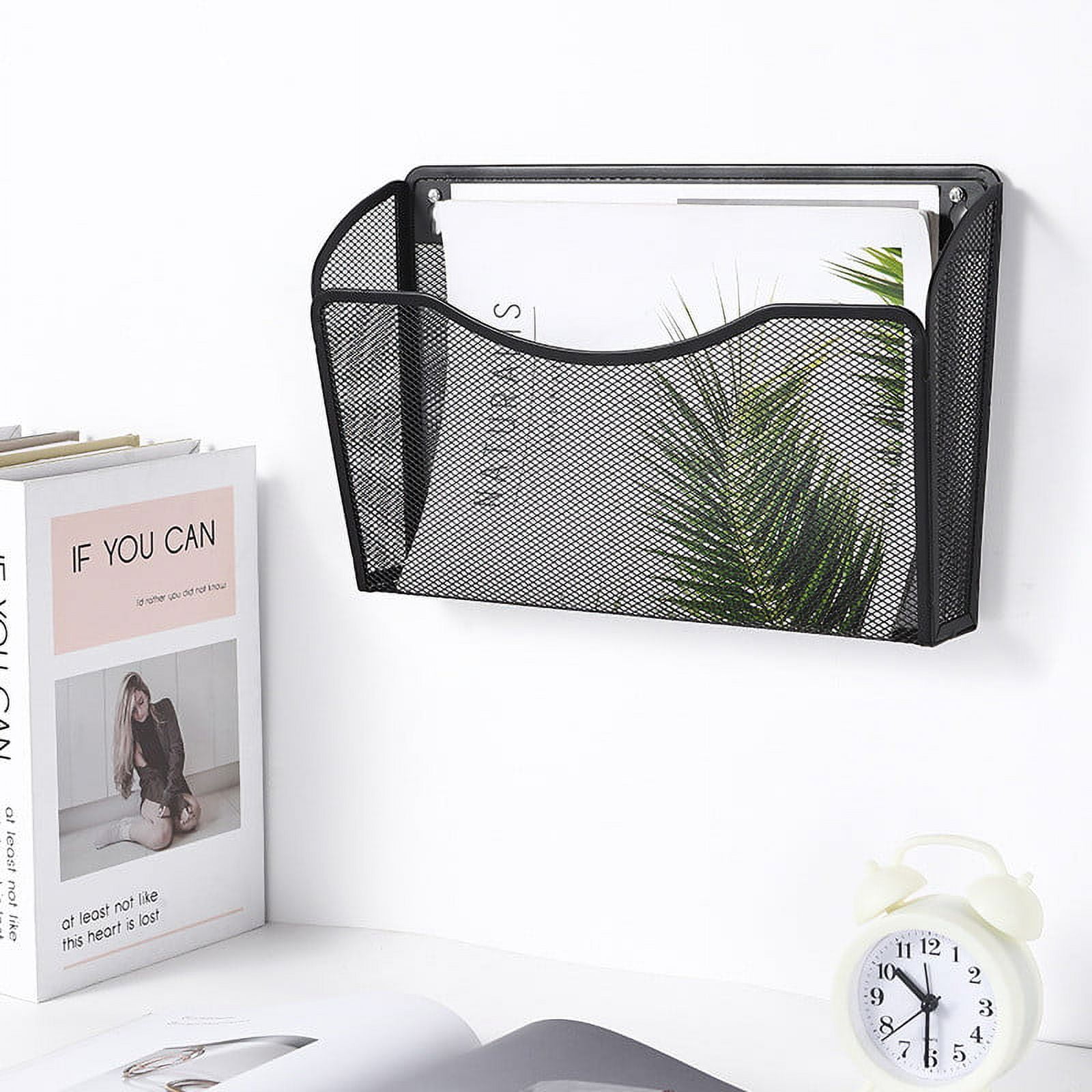 Tutuviw Wall Mount File Organizer Metal Letter Size Black - Image 3