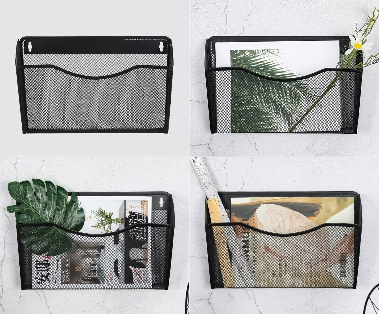 Tutuviw Wall Mount File Organizer Metal Letter Size Black - Image 4