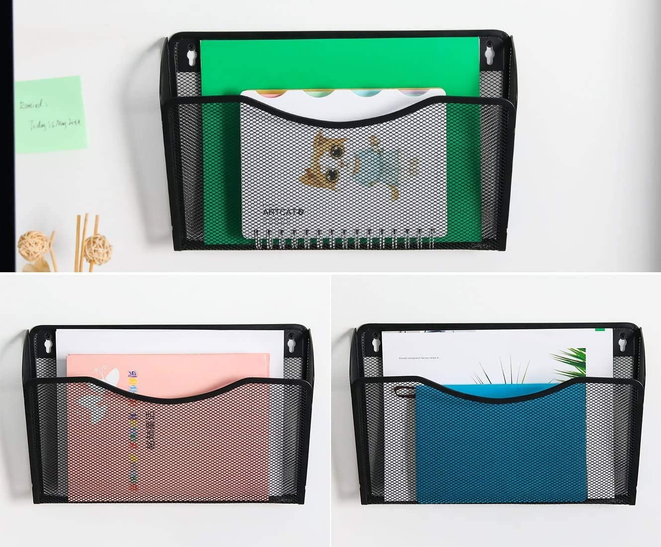Tutuviw Wall Mount File Organizer Metal Letter Size Black - Image 6