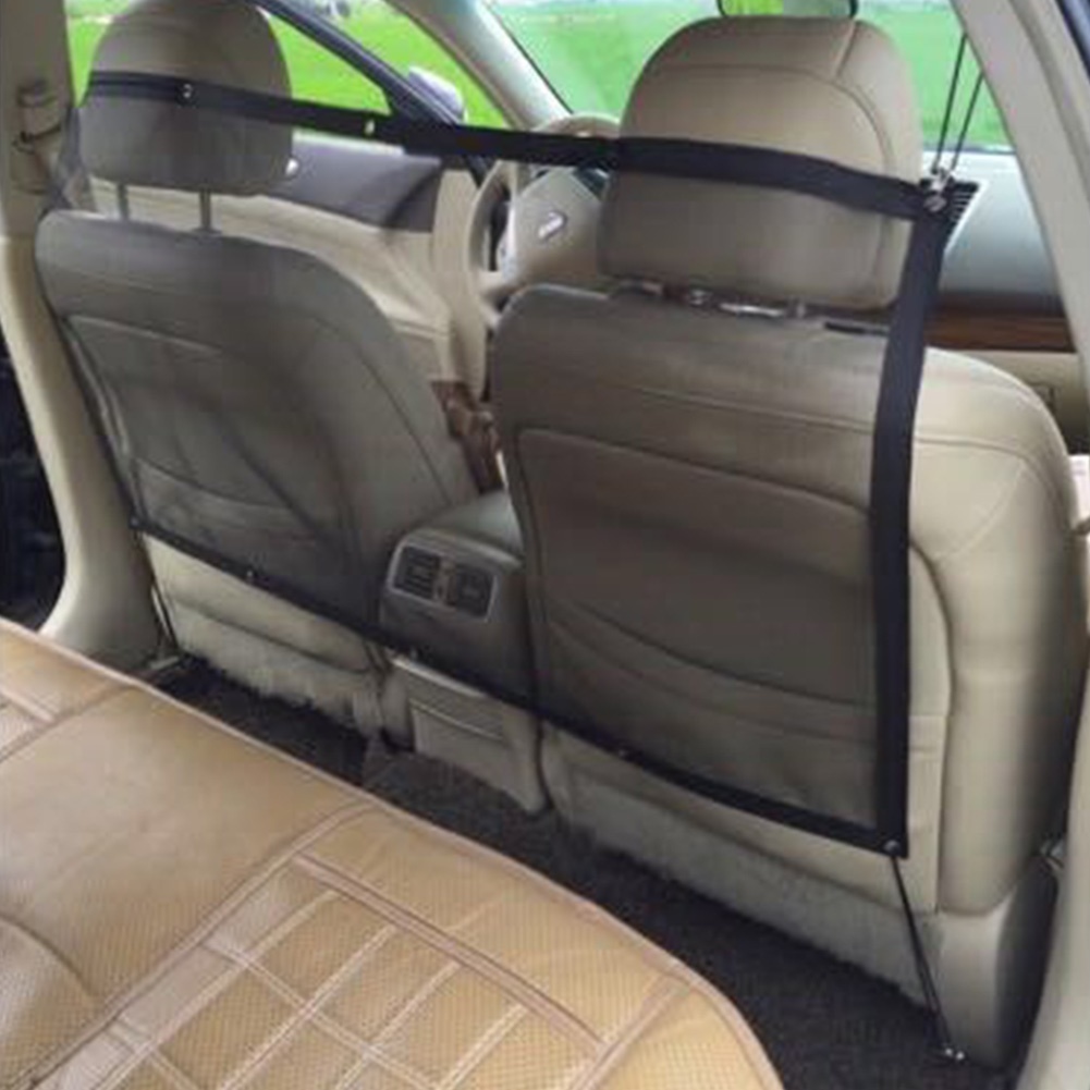 SPRING PARK Durable Car Universal Back Seat Dog Pet Barrier Mesh Safety Net Guard with Belt Black - Image 4