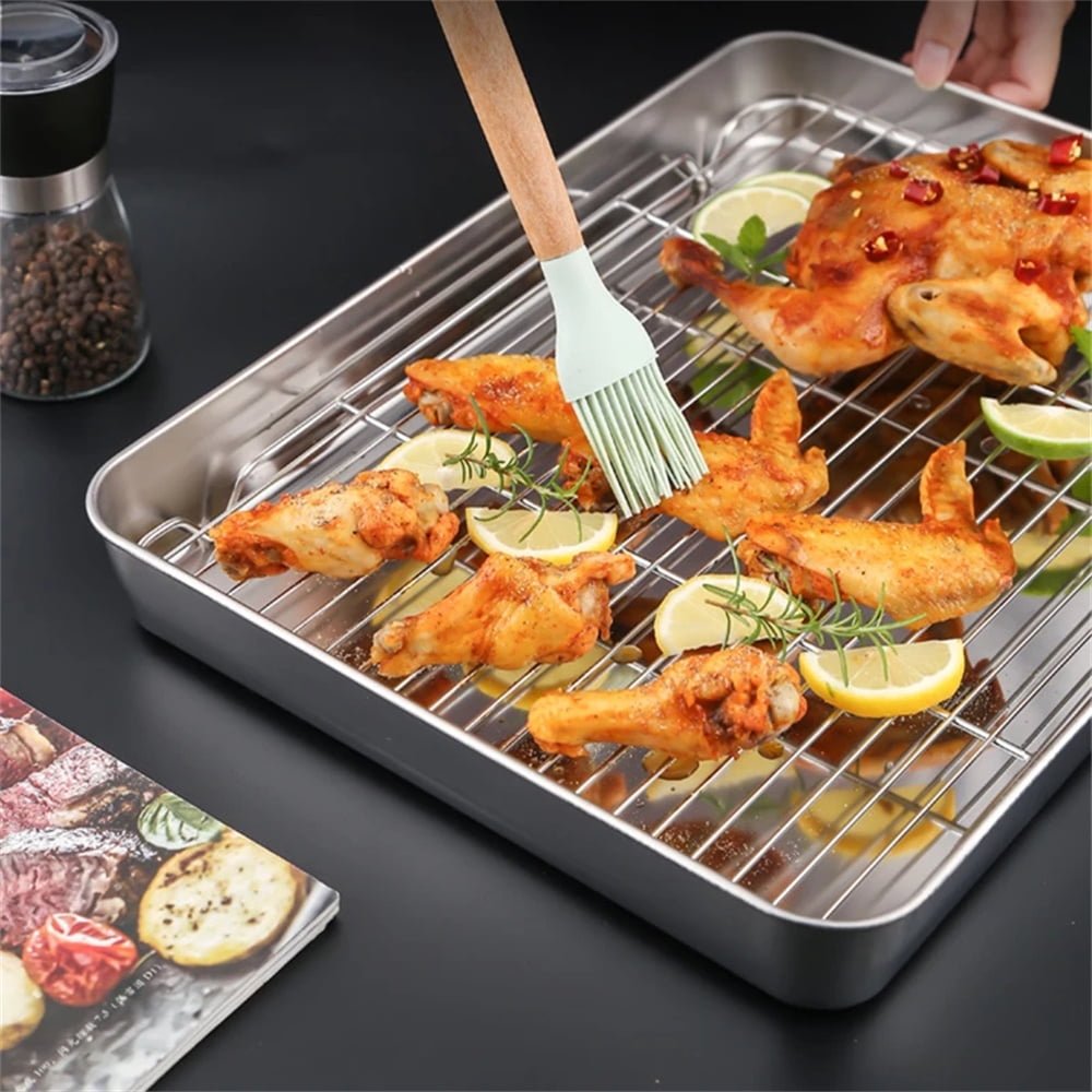 Baking Sheet With Cooling Rack, Half Sheet Pan With Wire Rack Set, Oven Baking Tray and Rack Set,15.75x11.8inch,Non Toxic & Easy Clean,Heavy Duty 9