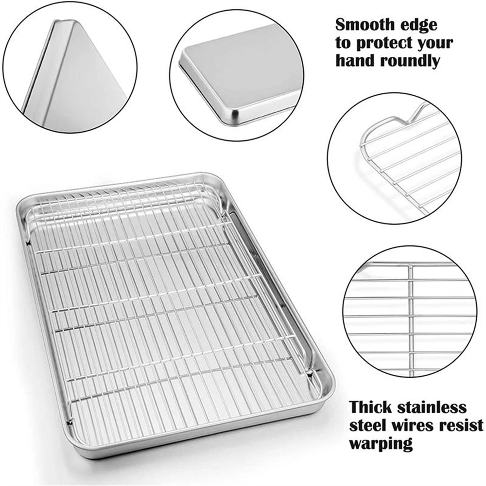 Baking Sheet With Cooling Rack, Half Sheet Pan With Wire Rack Set, Oven Baking Tray and Rack Set,15.75x11.8inch,Non Toxic & Easy Clean,Heavy Duty 9