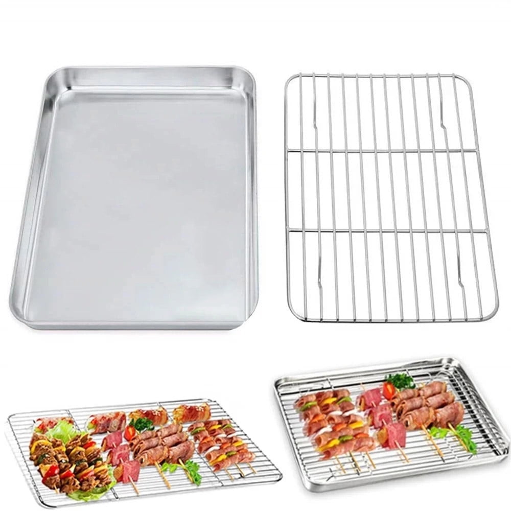 Baking Sheet With Cooling Rack, Half Sheet Pan With Wire Rack Set, Oven Baking Tray and Rack Set,15.75x11.8inch,Non Toxic & Easy Clean,Heavy Duty 12