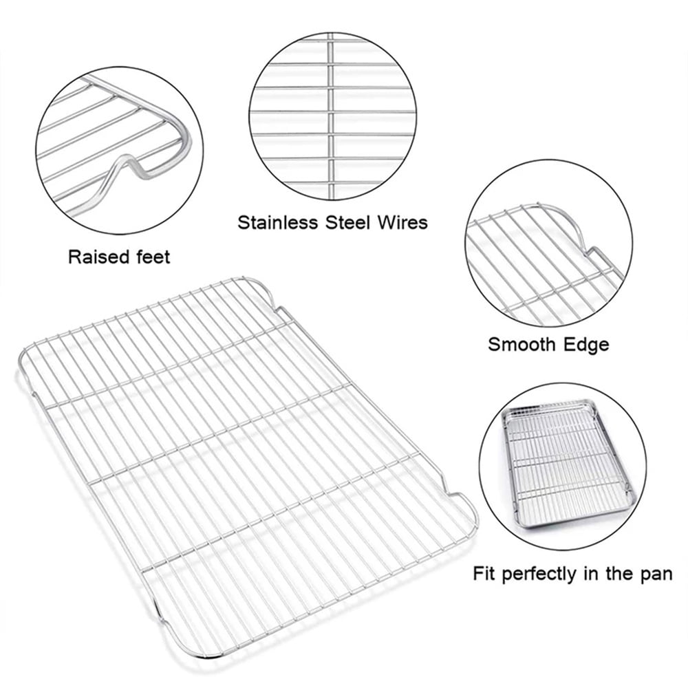 Baking Sheet With Cooling Rack, Half Sheet Pan With Wire Rack Set, Oven Baking Tray and Rack Set,15.75x11.8inch,Non Toxic & Easy Clean,Heavy Duty 12