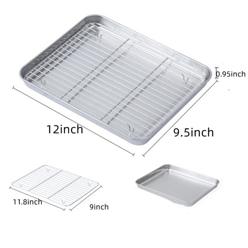 Baking Sheet With Cooling Rack, Half Sheet Pan With Wire Rack Set, Oven Baking Tray and Rack Set,15.75x11.8inch,Non Toxic & Easy Clean,Heavy Duty 12