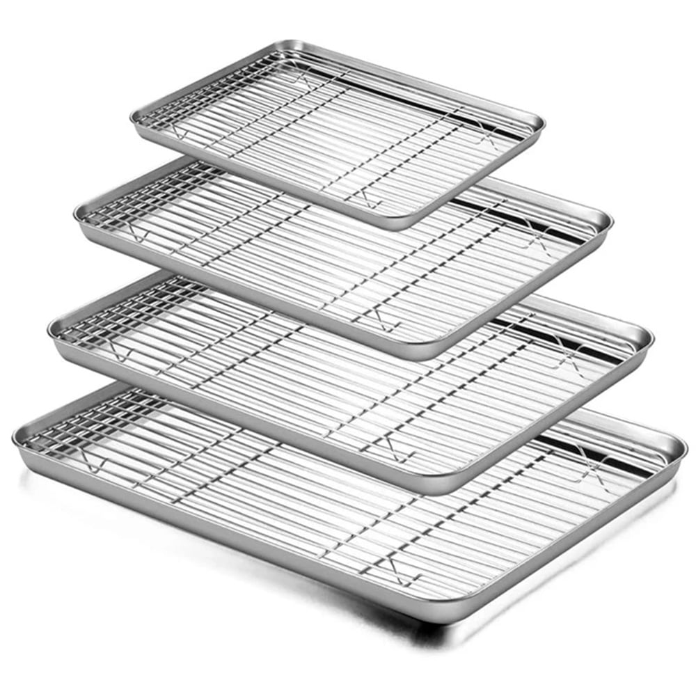Baking Sheet With Cooling Rack, Half Sheet Pan With Wire Rack Set, Oven Baking Tray and Rack Set,15.75x11.8inch,Non Toxic & Easy Clean,Heavy Duty 12