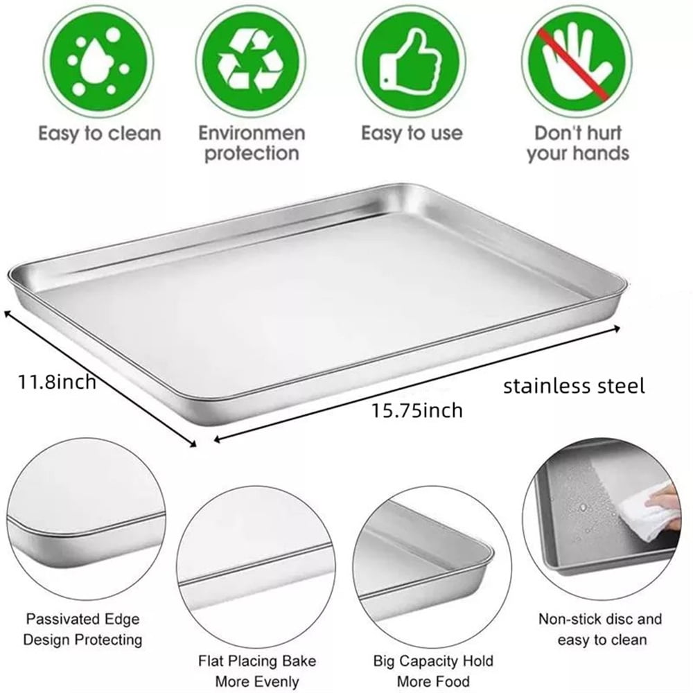 Baking Sheet With Cooling Rack, Half Sheet Pan With Wire Rack Set, Oven Baking Tray and Rack Set,15.75x11.8inch,Non Toxic & Easy Clean,Heavy Duty 15.75