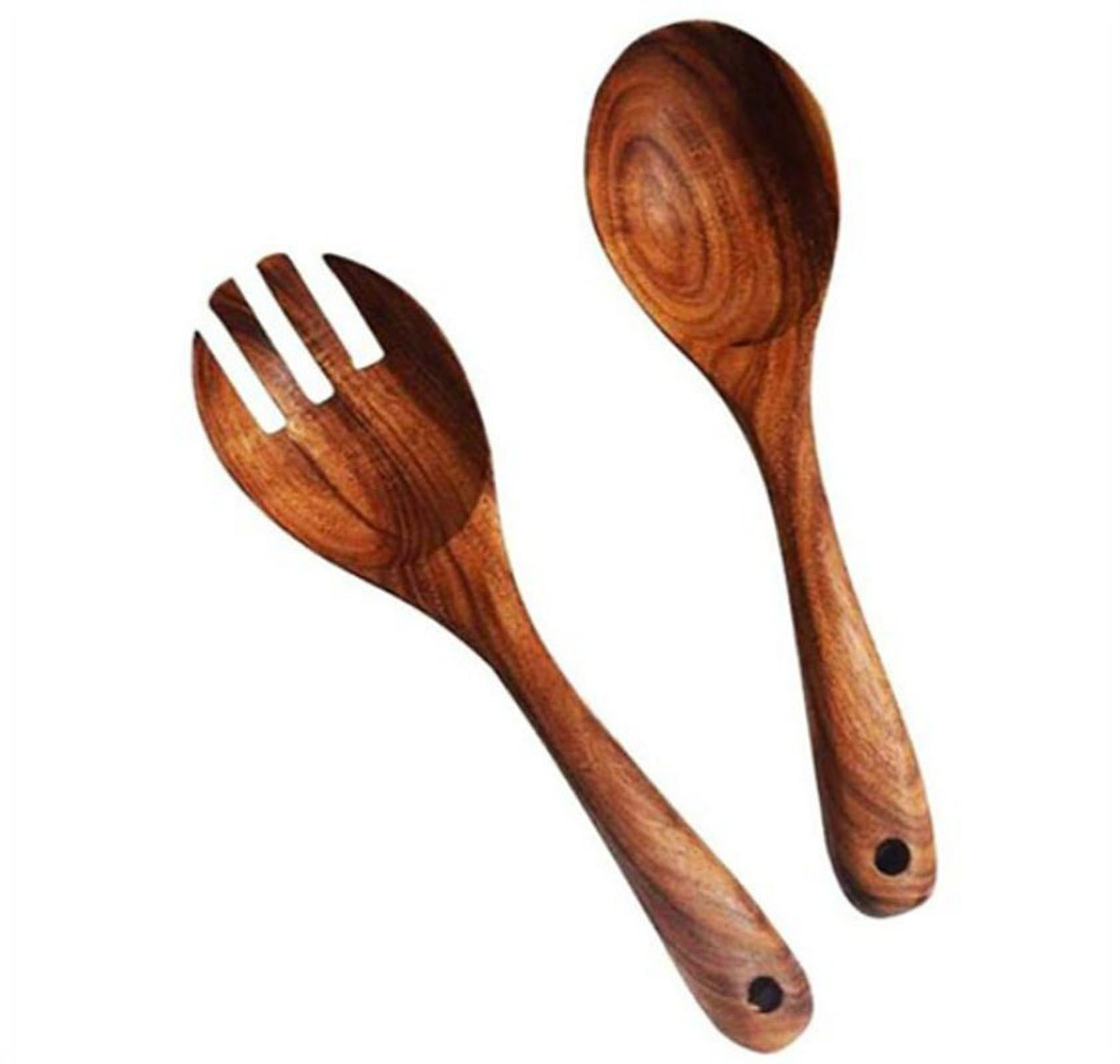 Salad Serving Utensils, Acacia Wood, Salad Spoon and Salad Fork, Salad Servers - Image 3