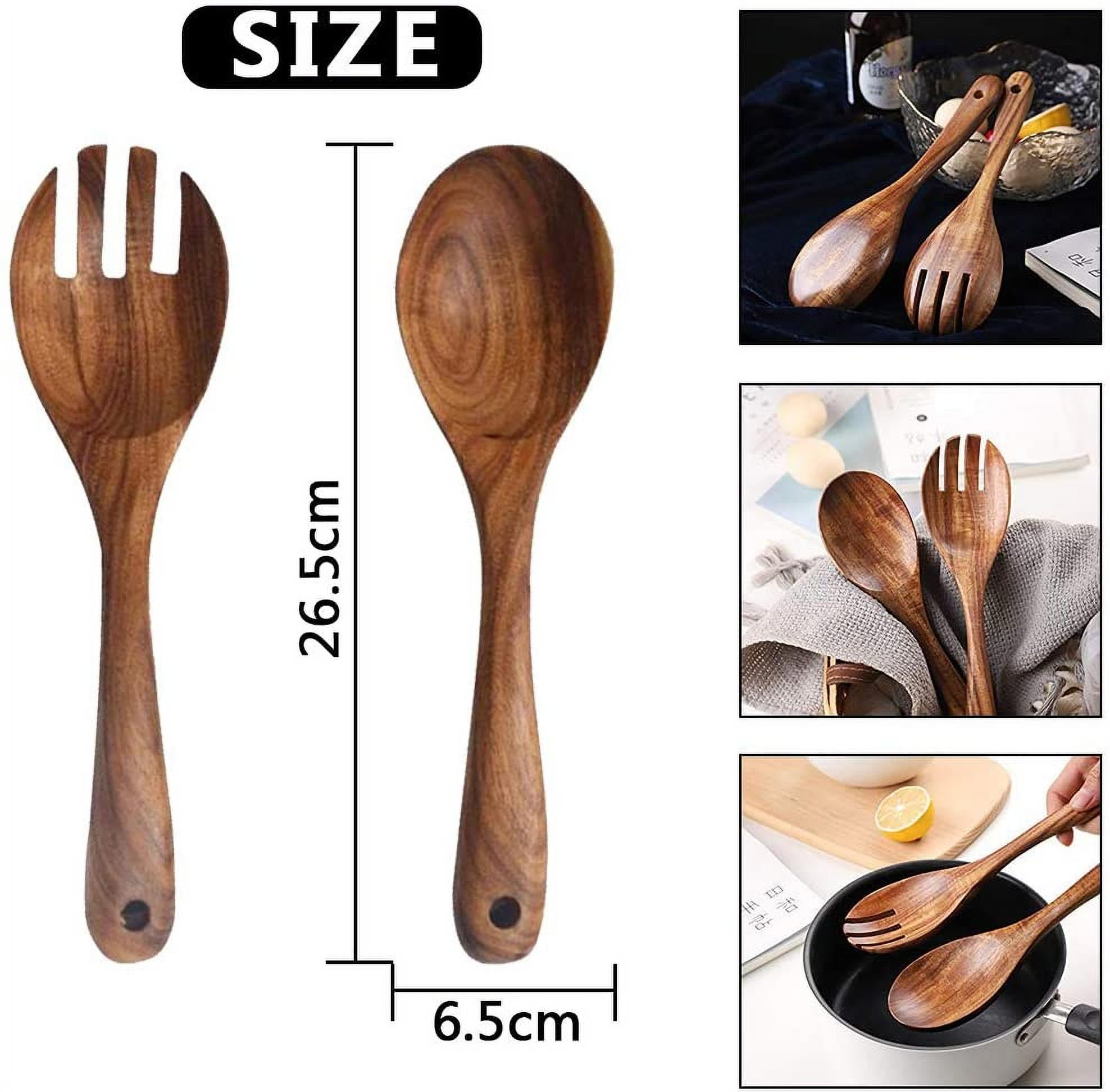 Salad Serving Utensils, Acacia Wood, Salad Spoon and Salad Fork, Salad Servers - Image 4