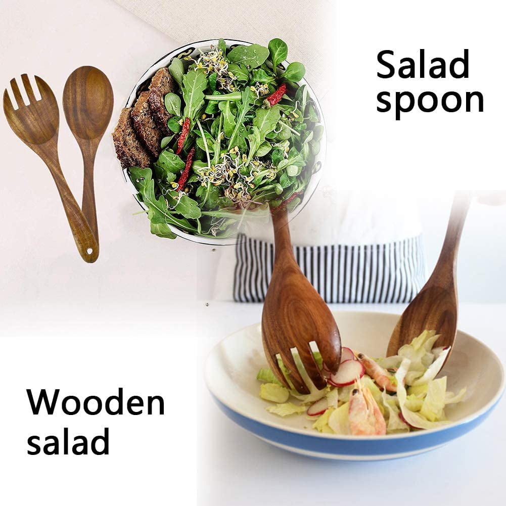 Salad Serving Utensils, Acacia Wood, Salad Spoon and Salad Fork, Salad Servers - Image 5