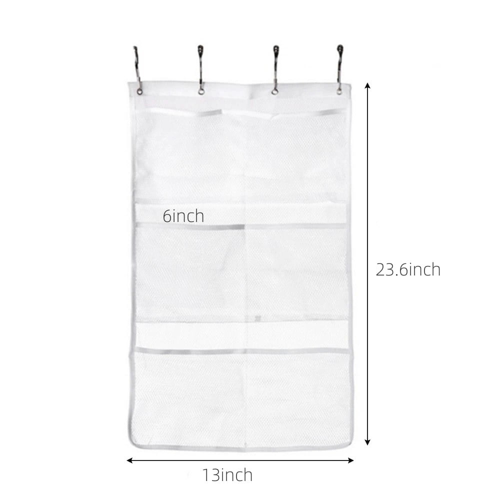 2Pcs Hanging Mesh Pocket Shower Organizer, Bathroom Shower Candy Organizer, Shower Organizer with 6 Pockets Hooks, Quicky Drying, Clear - Image 5