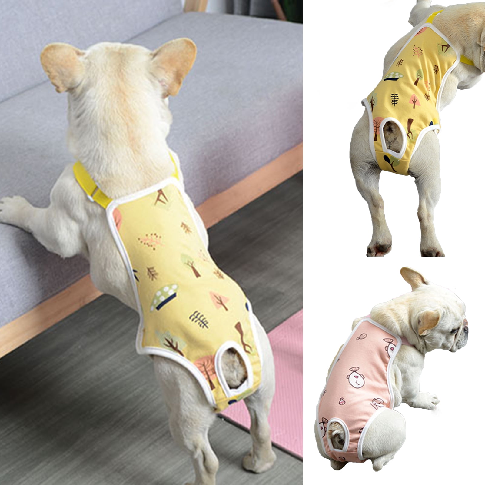 opvise Pet Sanitary Pants Adjustable Band Menstruation Shorts Washable Dog Diaper Pet Physiological Pants for Indoor Yellow XL Pink - Image 2
