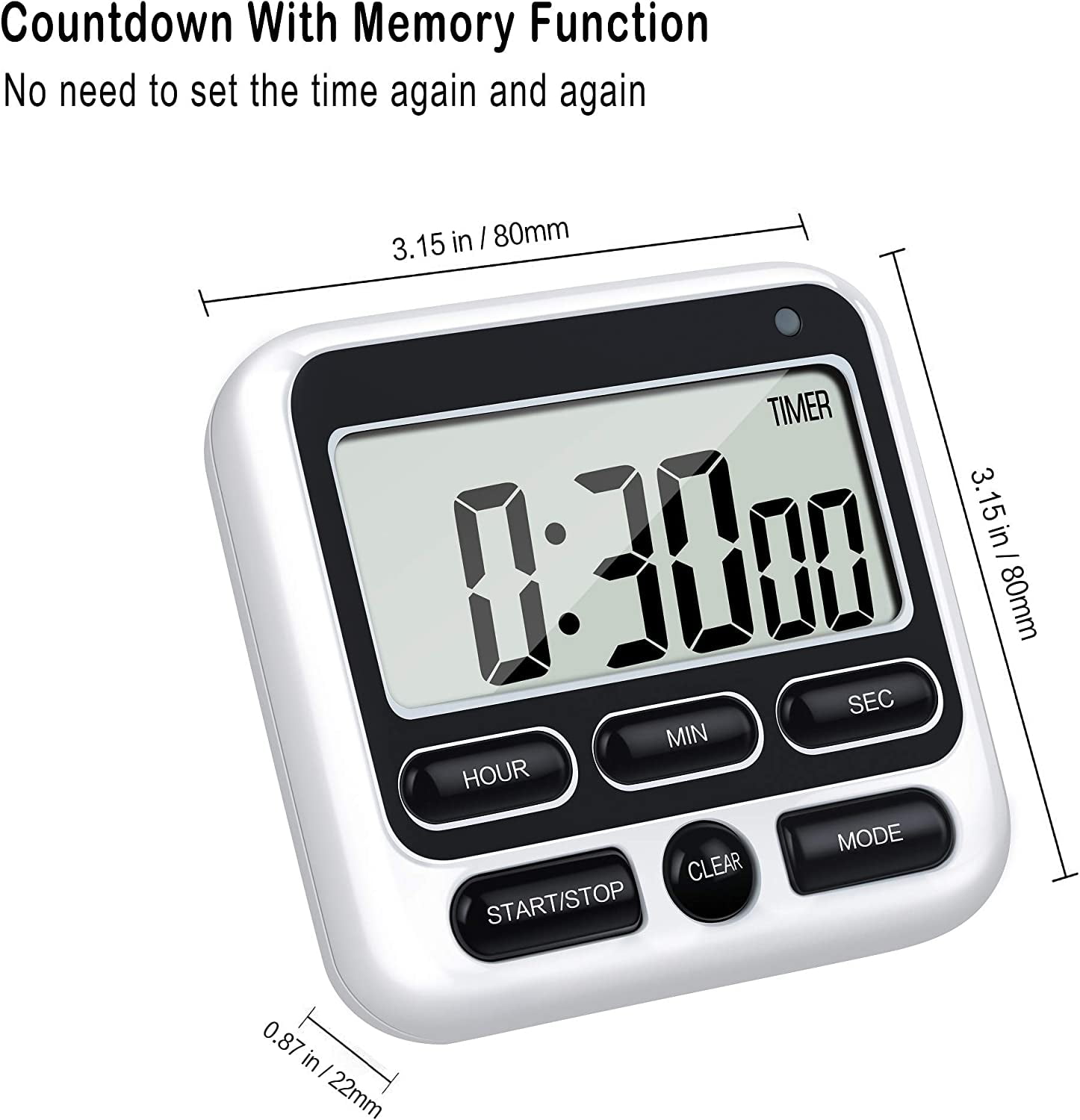Digital Kitchen Timer, Cooking Countdown Clock with Large LCD Display, Loud Alarm and Strong Timer Blue - Image 2
