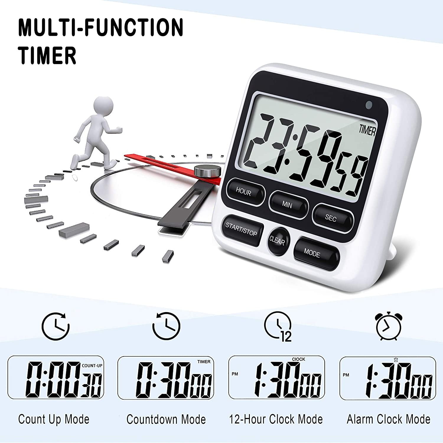 Digital Kitchen Timer, Cooking Countdown Clock with Large LCD Display, Loud Alarm and Strong Timer Blue - Image 7