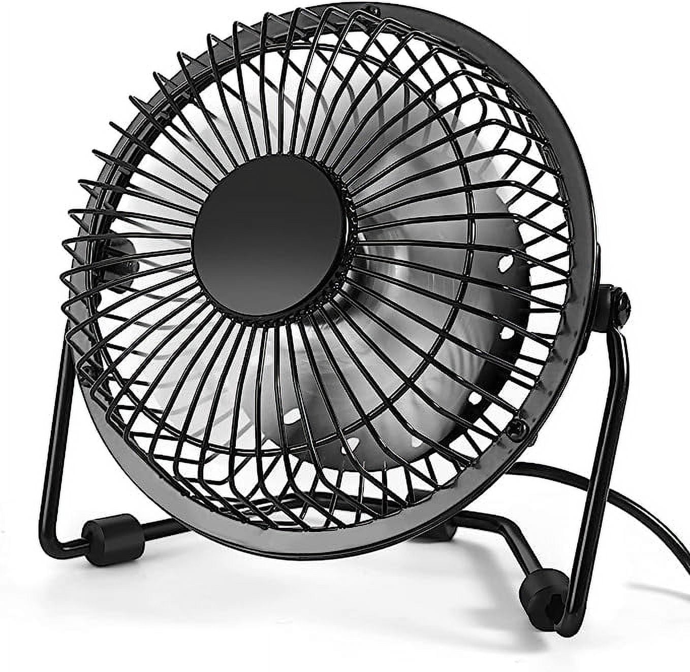 Tutuviw 4 Inch USB Desk Fan,Small and Quiet,Powerful USB Powered Portable Fan,Strong Airflow,Mini Metal USB Fan,360°Rotation,Personal Cooling Fan with 2 Speed for Home Office Black - Image 1