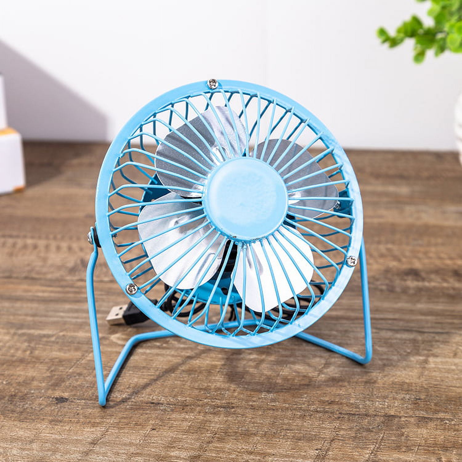 Tutuviw 4 Inch USB Desk Fan,Small and Quiet,Powerful USB Powered Portable Fan,Strong Airflow,Mini Metal USB Fan,360°Rotation,Personal Cooling Fan with 2 Speed for Home Office,Black Blue - Image 1