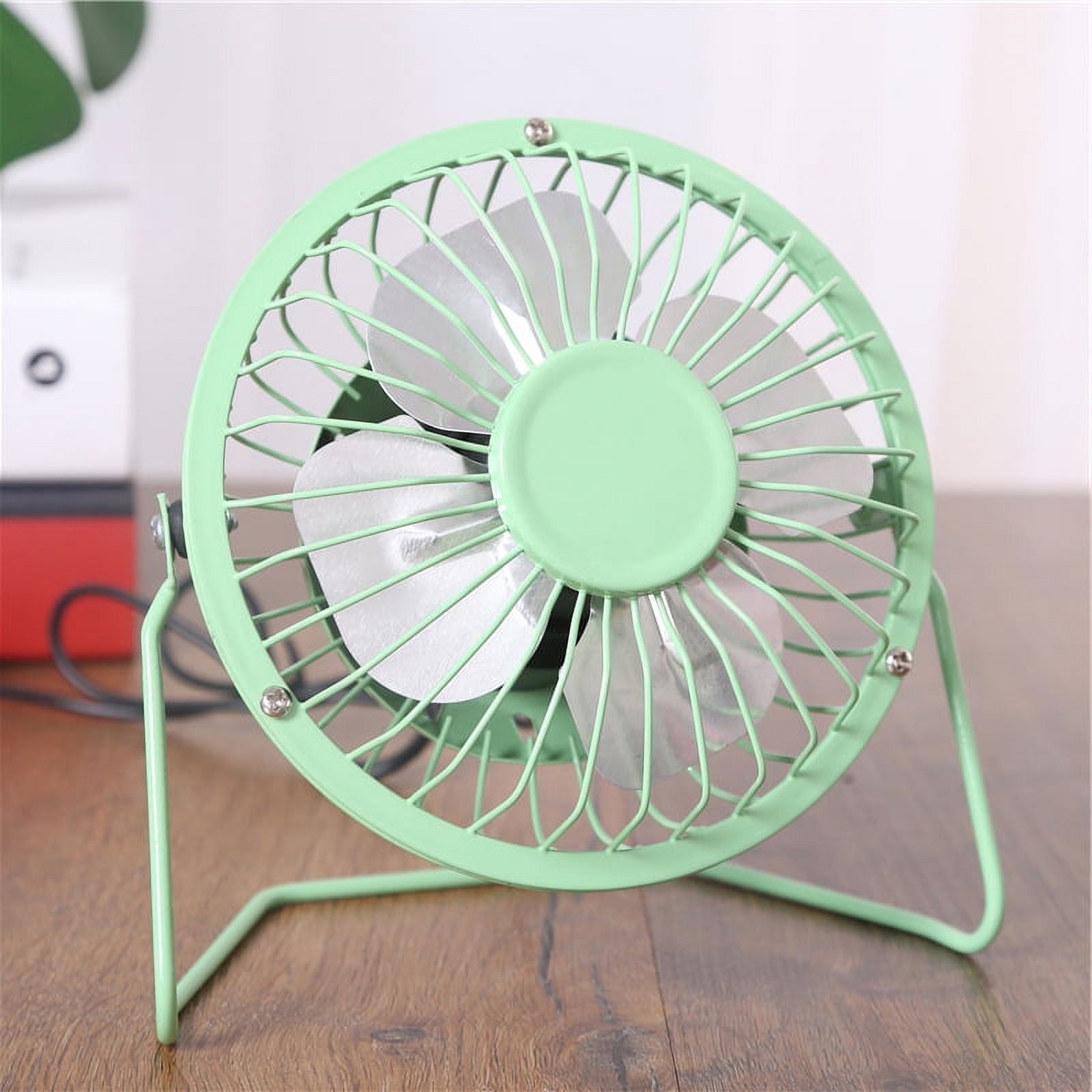 Tutuviw 4 Inch USB Desk Fan,Small and Quiet,Powerful USB Powered Portable Fan,Strong Airflow,Mini Metal USB Fan,360°Rotation,Personal Cooling Fan with 2 Speed for Home Office,Black Green - Image 1