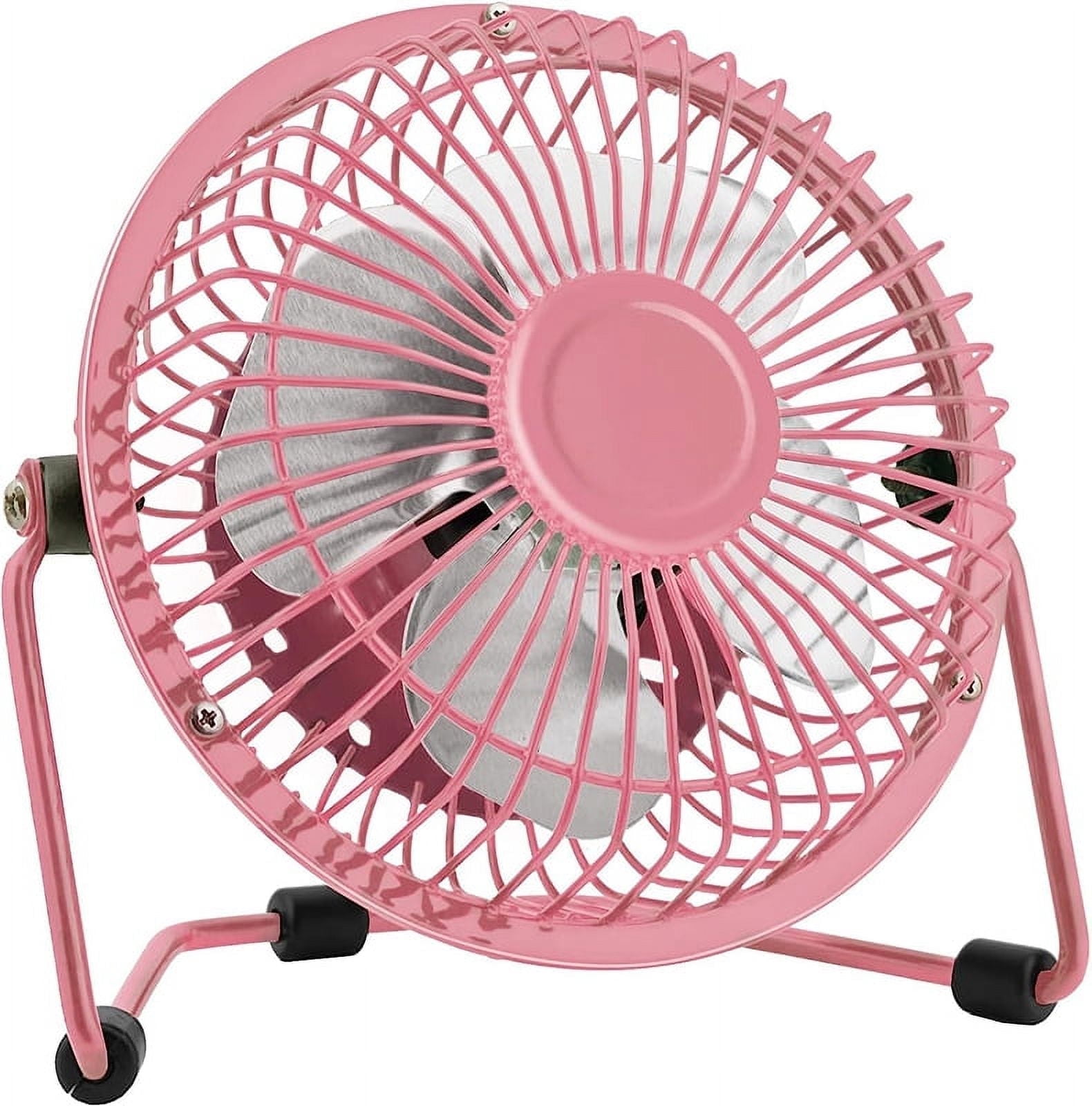 Tutuviw 4 Inch USB Desk Fan,Small and Quiet,Powerful USB Powered Portable Fan,Strong Airflow,Mini Metal USB Fan,360°Rotation,Personal Cooling Fan with 2 Speed for Home Office,Black Pink - Image 1