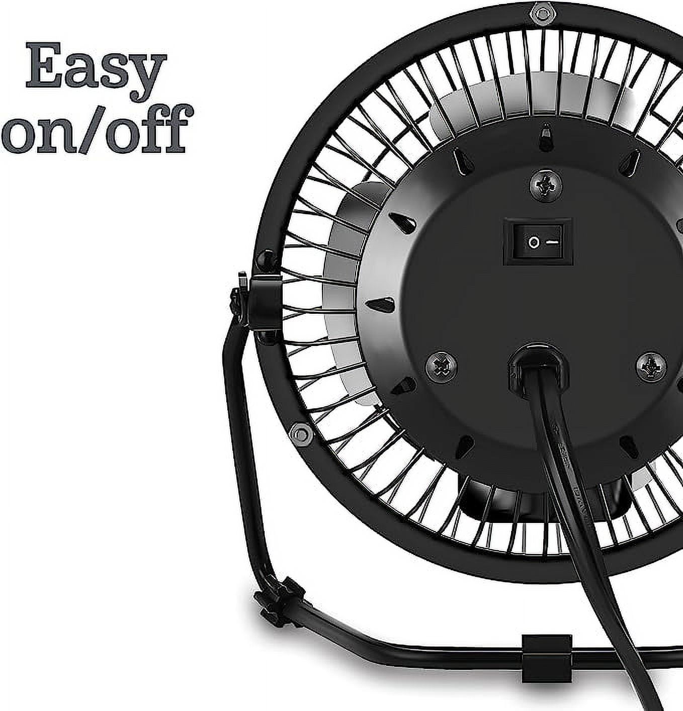 Tutuviw 4 Inch USB Desk Fan,Small and Quiet,Powerful USB Powered Portable Fan,Strong Airflow,Mini Metal USB Fan,360°Rotation,Personal Cooling Fan with 2 Speed for Home Office,Black Pink - Image 3