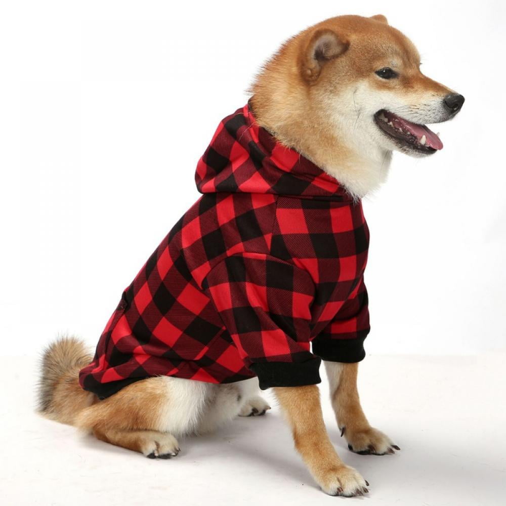 Big ! Pet Dog Plaid Hoodie Sweaters with Hat, Dog Warm Winter Dog Coat for Small Medium Large Dogs S - Image 1