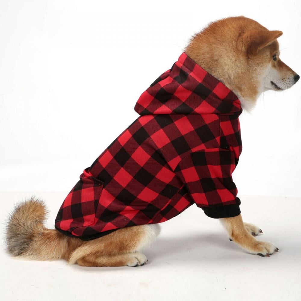 Big ! Pet Dog Plaid Hoodie Sweaters with Hat, Dog Warm Winter Dog Coat for Small Medium Large Dogs M - Image 5